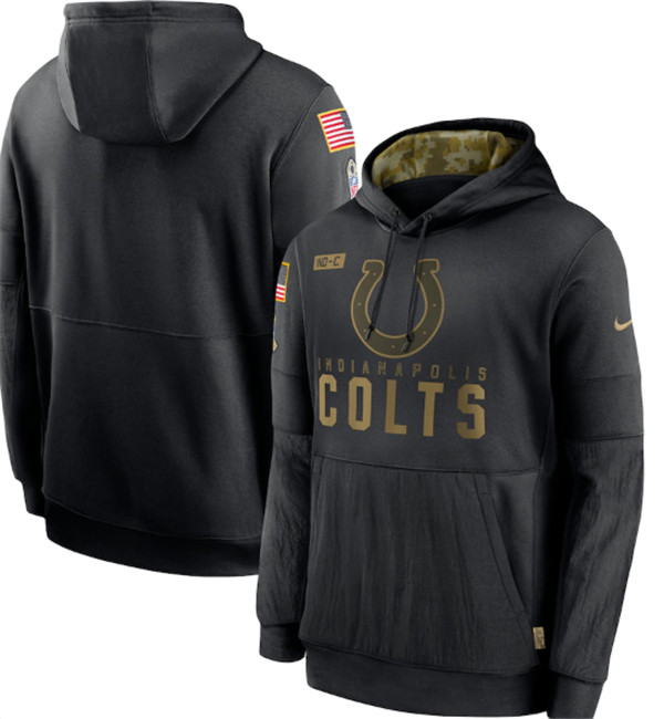 Men's Indianapolis Colts 2020 Black Salute to Service Sideline Performance Pullover NFL Hoodie